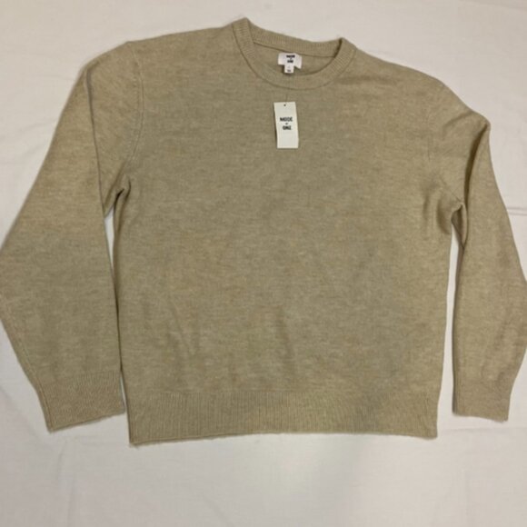 Mode of One Men's Relaxed-Fit Cozy Sweater Dark Ecru Size L - Picture 1 of 5